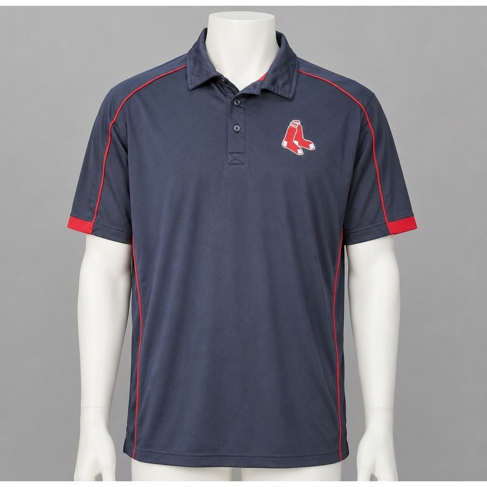 WearGuard Boston Red Sox Polo Shirt Navy Red Trim Men's 2XL Polyester Retro